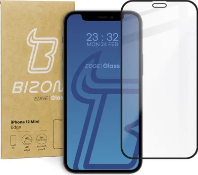 Produktbild von Bizon Glass Edge Panzerglas für iPhone 12 Mini, Schwarz