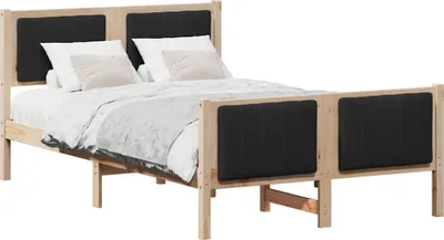 Zdjęcie produktu dla Rama łóżka brązowo-czarny 120 x 190 cm Lite drewno sosnowe