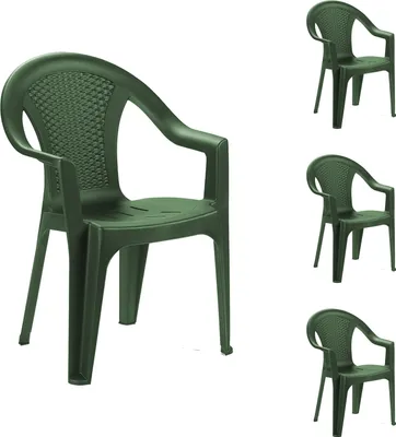 Produktbild von 4er Set Kunststoff Stapelstuhl Stapelsessel Rattan-Optik Grün Ischia