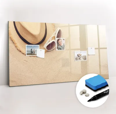 Produktbild von Magnetpinnwand Memoboard - Zubehörsatz - Schwarzer Marker + Schwamm + Magnete - 120 x 60 cm - Sommeraccessoires