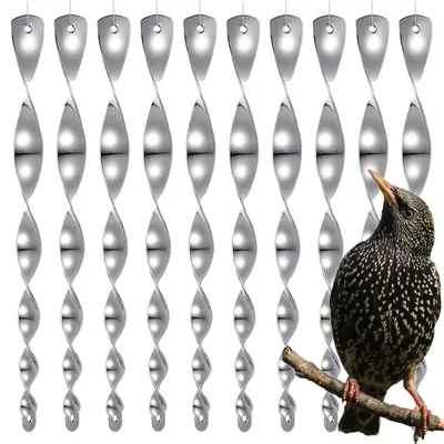 Produktbild von Vogelabwehr Windspirale Vogelschreck 10er Set 40 cm Reflektor Spiral Dekoration Silber