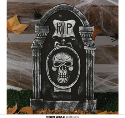 Produktbild von Halloween Grabstein Dekoration Totenkopf Friedhof Accessoire Horror Deko Horrorparty Festlich Unheimlich Schaurige Szene Requisit, Farbe: Metallic