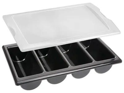 Produktbild von Besteckkasten mit 4 Fächern und Deckel – Schwarz