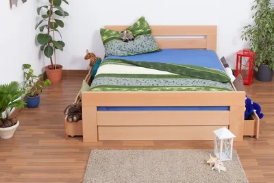 Produktbild von Holzbett 160 x 200 cm Buche massiv Natur