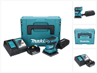Zdjęcie produktu dla Makita DBO 480 RT1J akumulatorowa szlifierka oscylacyjna 18 V 112 x 102 mm + 1x akumulator 5,0 Ah + ładowarka + Makpac