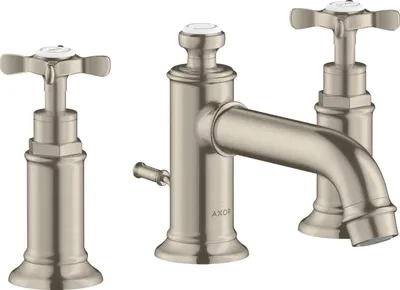 Produktbild von hansgrohe 3-Loch Waschtischarmatur 30 AXOR MONTREUX DN 15, mit Zugstangen-Ablaufgarnitur 1 1/4" brushed nickel