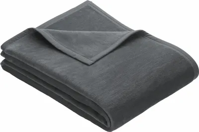 Produktbild von Ibena Kuscheldecke Porto 100x150 cm - Baumwollmischdecke anthrazit einfarbig, Wolldecke, Sofadecke kuschelweich