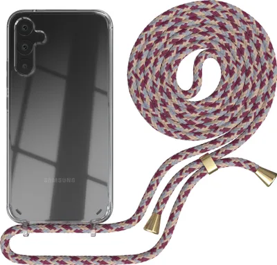 Produktbild von EAZY CASE Handykette kompatibel mit Samsung Galaxy A34, Handyhülle mit Umhängeband, Handykordel, Schutzhülle Clear, Band in Rot