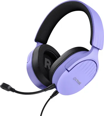 Produktbild von Trust Gaming GXT 489P Fayzo Gaming Headset für PC, PS5, PS4, Xbox Series X|S, Switch, 3,5-mm Klinke, 35% Recyclingkunststoff, Over-Ear Kopfhörer, Mikrofon mit Geräuschunterdrückung - Purpur