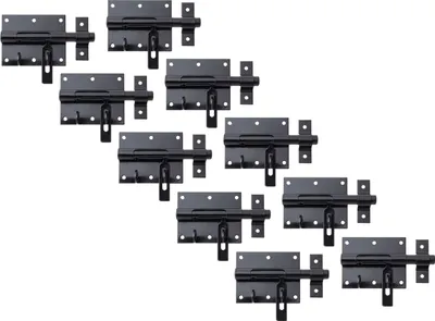 Immagine prodotto di Alberts 863418 Bullone di bloccaggio, con occhiello allegato, plastificato nero, piastra 90 x 73 mm, bullone Ø 13,5 mm, lunghezza totale 130 mm, set da 10