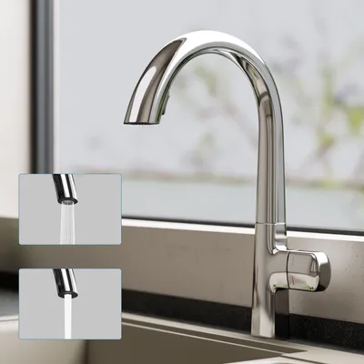 Produktbild von doporro Wasserhahn Küche Hochdruck, Ausziehbare Vollmessing-Körper Spültischarmatur, 360° Schwenkbar, Keramikkartusche Küchenarmatur Silber MS-8095