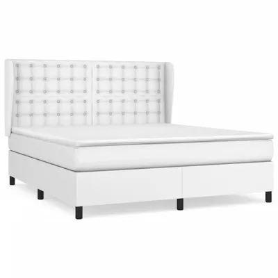 Image de vidaXL Lit boxspring avec matelas blanc 180x200 cm similicuir
