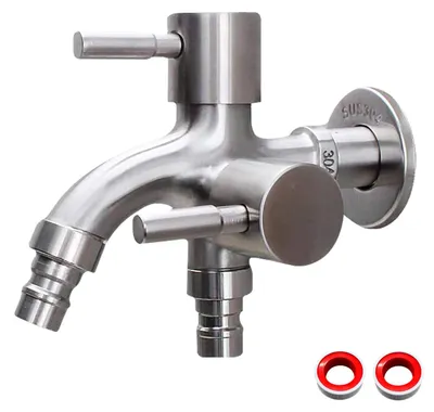 Doppelhahn 1/2 Zoll aus Edelstahl für Garten und Waschmaschine