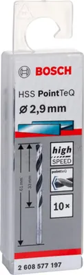 Obrázok produktu pre Vrták do kovu HSS PointTeQ, DIN 338, 2,9 mm, balenie 10 ks