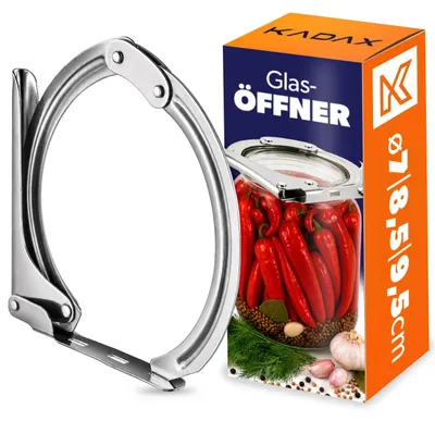 Produktbild von KADAX Öffner für Einweckgläser mit Glasdeckel & Gummiring, Glasöffner für Deckel Ø 7–9,5 cm, Glasdeckelöffner, Deckelöffner für Einmachgläser, Deckelheber
