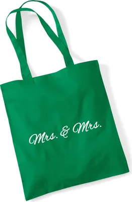 Produktbild von Huuraa Jutebeutel Mrs. & Mrs. Schriftzug 10 Liter Kelly Green Baumwolle Tasche Geschenkidee