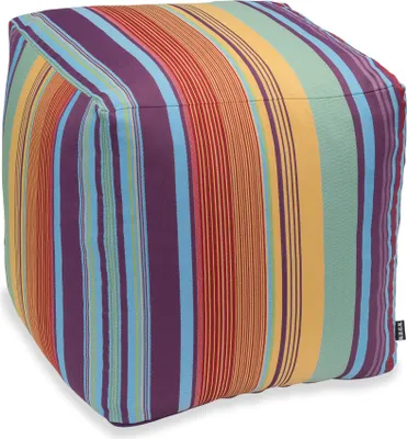 Produktbild von H.O.C.K. Milane Bean Cube Pouf 40x40x40cm Streifen col. 3 lila / gelb / hellblau