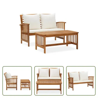Produktbild von The Living Store 2-tlg. Garten-Lounge-Set mit Kissen Massivholz Akazie