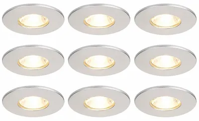 Produktbild von 9er Set LED Einbaustrahler MD-881 – dimmbar, IP44, Ø 70 mm, warmweiß 2700 K, silber | Malmbergs