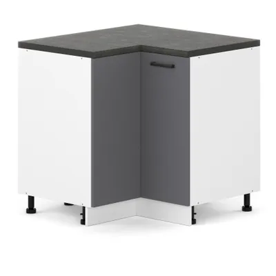 Produktbild von ULWEHOME | Eckunterschrank 90 x 90 cm Anthrazit, Küchenunterschrank Grafit mit 2 Türen, Eckschrank Küche ohne Arbeitsplatte