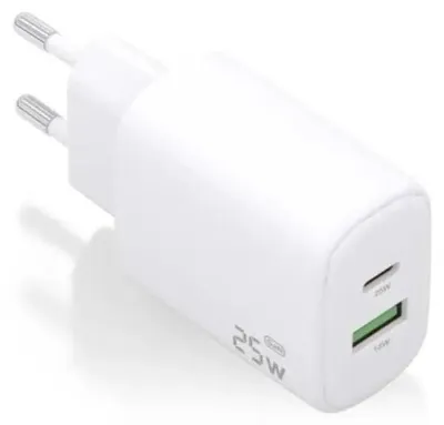 Imagen del producto de Aisens Cargador GaN 25W USB-C PD 3.0 USB-A QC3.0