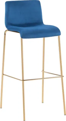 Produktbild von Barhocker - High Stool - Samtstuhl, goldenes Gestell, hoher Sitzkomfort