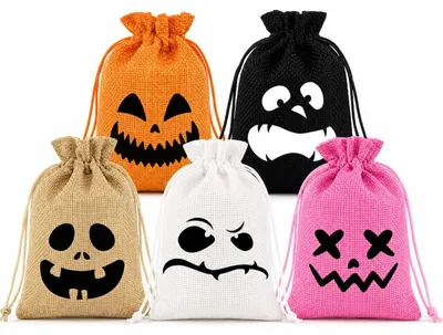 Halloween Snoepzak 24er Set – bunte Trekkoordbeutel für Goodiebags
