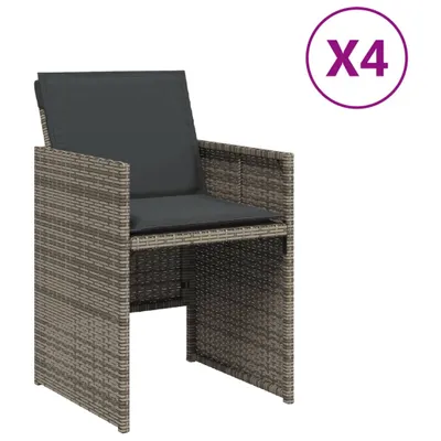 Produktbild von Gartenstühle mit Kissen 4 Stk. Grau Poly Rattan