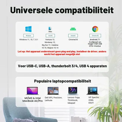 Productafbeelding van USB 3.0 of USB C naar HDMI-adapter voor twee monitoren, 1080p @60Hz