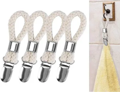 Produktbild von 4-teilige Badezimmer-Trockenhaken, weiße Küchenhandtuchhalter