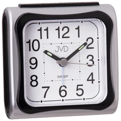 Produktbild von JVD SRP962.9 Wecker Quarz analog silbern schwarz eckig leise ohne Ticken Licht