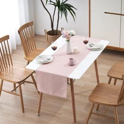 Immagine prodotto di Tovaglia da esterno, idrorepellente, effetto cotone, antimacchia, lavabile, ideale come tovaglia da giardino, per esterni, per tavoli da giardino, rosa, 30 x 100 cm