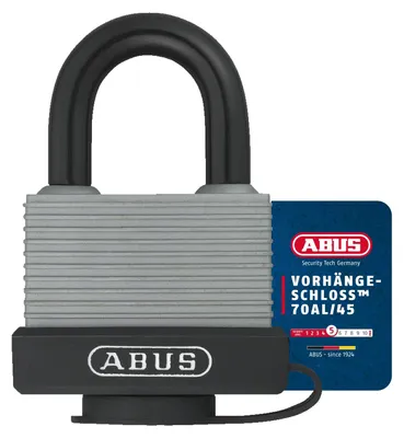 Produktbild von ABUS 70AL/45, Herkömmliches Vorhängeschloss, Tastensperre, Unterschiedliche Schließung, Silber, Aluminium, Gehärteter Stahl