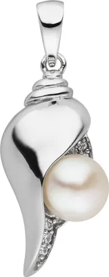 Produktbild von Anhänger Muschel 925 Sterling Silber 1 Süßwasser Perle 6 Zirkonia