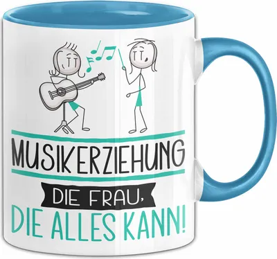 Produktbild von Musikerziehung Geschenk Tasse Becher Die Frau Die Allen Kann Geschenkidee für eine Musikerziehung Lustig (Blau)
