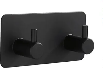 Produktbild von Knaak Handtuchhaken selbstklebend 2er Set Edelstahl Schwarz ohne Bohren