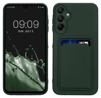 Produktbild von kwmobile Handyhülle für Samsung Galaxy A15 5G Hülle mit Kartenfach - TPU Case - Kabelloses Laden - Schutzhülle Cover in Dunkelgrün