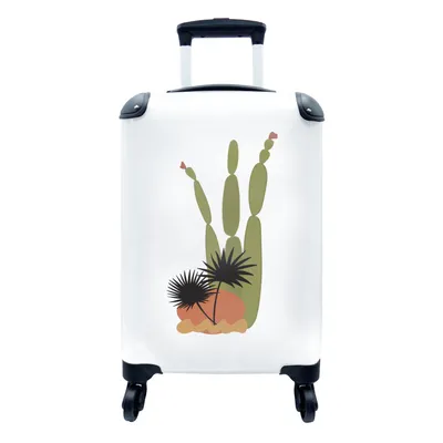 Produktbild von MuchoWow® Koffer Handgepäck Trolley Rollkoffer Kleine Reisekoffer mit 4 Rollen - Kaktus - Pflanzen - Abstrakt - Botanisch - Cabin Size < 55x40x23 cm & 55x40x20 cm - Fotokoffer - Kabinenkoffer - Boardgepäck - Reise-Box - Reisekoffer - Reisegepäck - Koffer mit Bild - Trolley für Kinder