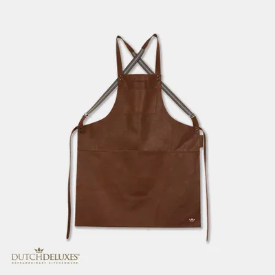Immagine prodotto di Dutchdeluxes - Grembiule in pelle per barbecue con bretelle - Marrone cognac