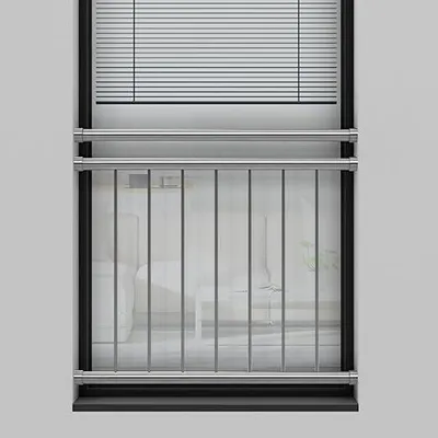 Produktbild von Edelstahl V2A - Französischer Balkon Franz Geländer Stabgeländer Innenbefestigung - 100x90 bis 185x90, verschiedene Montagesets, Balkongeländer (100x90 Montageset Mauerwerk)