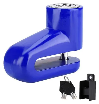 Image de Cadenas antivol pour disque de frein, lot de 2, universel, couleur bleue, avec support