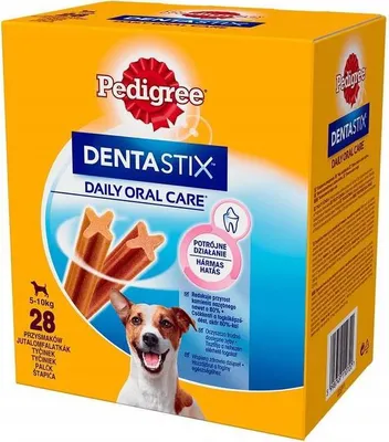 Produktbild von Pedigree DentaStix Small Kleine Rassen - Zahnpflege für Hunde kleiner Rassen (unter 10 kg) 110g x 4 28er-Pack