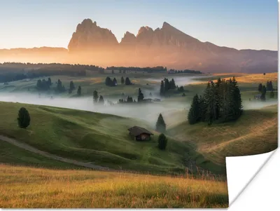 Produktbild von MuchoWow® Poster Berg - Nebel - Landschaft 120x90 cm - Wandbild