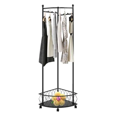 Zdjęcie produktu dla Narożny wieszak na ubrania 45*170 cm Stojący wieszak na ubrania Czarny