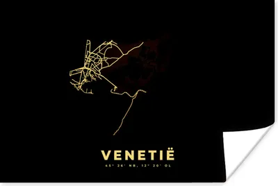 Produktbild von MuchoWow® Poster Venedig - Gold - Karte - Schwarz 120x80 cm - Bilder