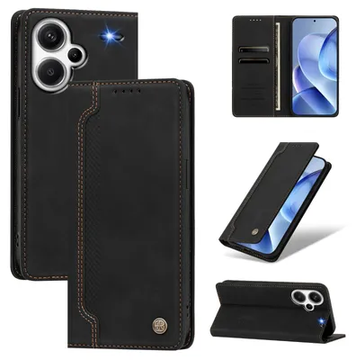 Obrázek produktu pro Pouzdro pro Xiaomi Redmi Note 13 Pro+,Polyuretankožené peněženkové flipové pouzdro s přihrádkami na karty a stojánkem Černá
