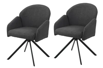Produktbild von Hela Tische, 2er Set Esszimmerstuhl Armlehnstuhl Holly 360° drehbar, Bezug Webstoff Anthrazit, Ovalrohr-Metallgestell Anthrazit, KOMFORT-RÜCKEN swing back, 120kg belastbar