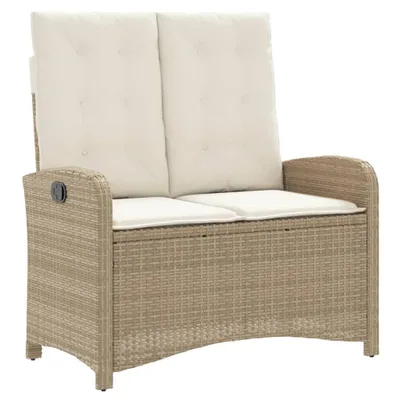 Obrázok produktu pre vidaXL Záhradná lavica nastaviteľná s vankúšom Béžová Poly Rattan