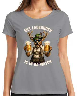 Obrázok produktu pre Mei Lederhosn – Dámske tričko s motívom Oktoberfestu, štýl "Lederhose" a "Dirndl", farba: sivá, veľkosť: XXL