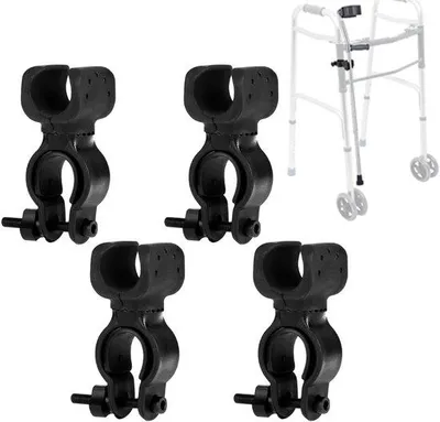 Image de Support universel à 4 emplacements pour fauteuil roulant, déambulateur, vélo et béquille - 8,3 × 4,5 × 3,3 cm - noir